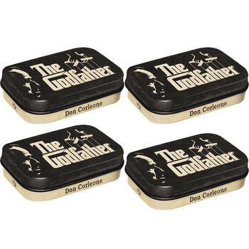 4PK Nostalgic-Art Pocket Mint Tin Box The Godfather Logo 4x6cm - Black