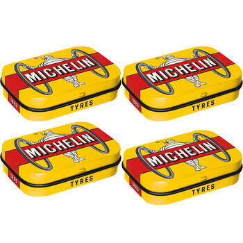 4PK Nostalgic-Art Pocket Mint Tin Box Michelin Tyres Bibendum 4x6cm - Yellow
