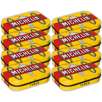 8PK Nostalgic-Art Pocket Mint Tin Box Michelin Tyres Bibendum 4x6cm - Yellow