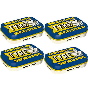 4PK Nostalgic-Art Pocket Mint Tin Box Michelin Tyre Service 4x6cm - Blue