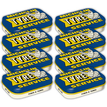 8PK Nostalgic-Art Pocket Mint Tin Box Michelin Tyre Service 4x6cm - Blue