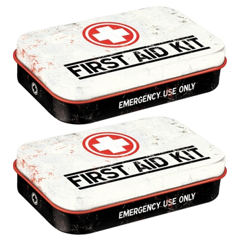 2PK Nostalgic Art 10cm Mint Tin Box XL First Aid Kit Hard Candy - White