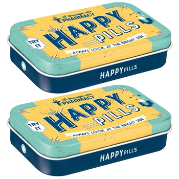 2PK Nostalgic Art 10cm Mint Tin Box XL Happy Pills Fresh Breath Hard Candy