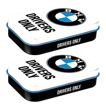 2PK Nostalgic Art 10cm Mint Tin Box XL BMW Drivers Only Fresh Breath Hard Candy