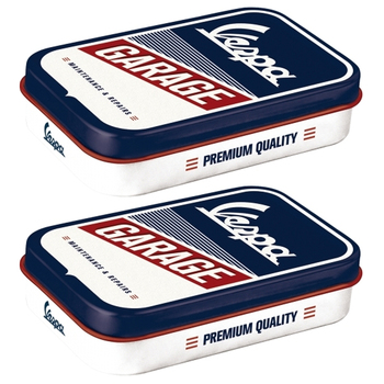 2PK Nostalgic Art 10cm Mint Tin Box XL Vespa Garage Fresh Breath Hard Candy