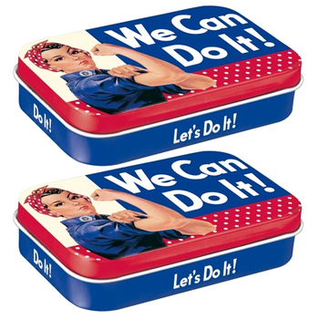 2PK Nostalgic Art 10cm Mint Tin Box XL We Can Do It Fresh Breath Hard Candy