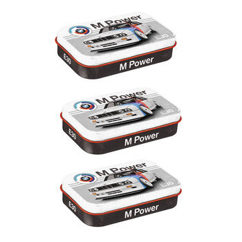 3PK Nostalgic-Art Vintage BMW Motorsport Tin Mint Box w/Mints XL 10x6x2cm