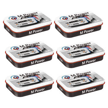 6PK Nostalgic-Art Vintage BMW Motorsport Tin Mint Box w/Mints XL 10x6x2cm