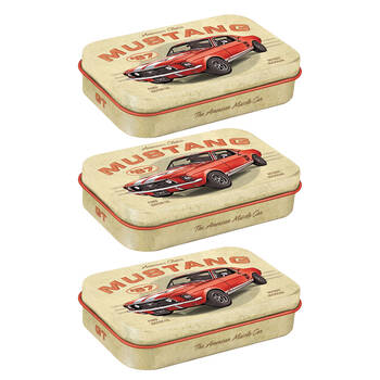 3PK Nostalgic-Art Vintage Ford Mustang GT Tin Mint Box w/Mints XL 10x6x2cm