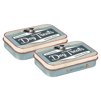 2PK Nostalgic Art Pet/Dog Treat Storage Metal Tin Dog Treats Blue 9.5x6x2cm