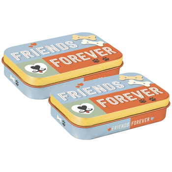 2PK Nostalgic Art Pet/Dog Treat Storage Metal Tin Friends Forever 9.5x6x2cm