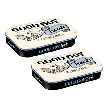 2PK Nostalgic Art Pet Treat 9.5x6cm Storage Tin Good Boy Treats