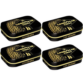 4PK Nostalgic-Art Pocket Mint Tin Box Goodyear 125 Years Tire 4x6cm - Black