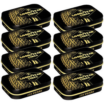 8PK Nostalgic-Art Pocket Mint Tin Box Goodyear 125 Years Tire 4x6cm - Black