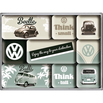 9pc Nostalgic Art Beetle/Bulli Fridge Decor 2.2/4.5cm Magnet Set