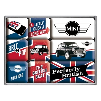 9pc Nostalgic Art Mini Union Jack Fridge Decor 2.2/4.5cm Magnet Set