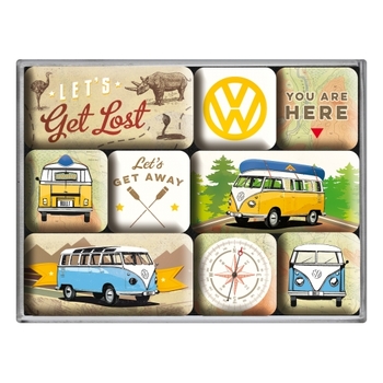 9pc Nostalgic Art Bulli Let's Get Lost Fridge Decor 2.2/4.5cm Magnet Set