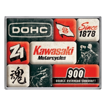 9pc Nostalgic-Art Magnet Set Kawasaki Motorcycles 1878