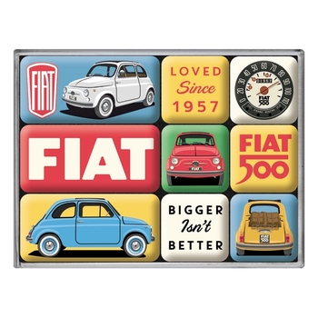 9pc Nostalgic Art FIAT 2.2cm/4.5cm Magnet Set Decor