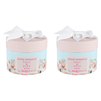 2PK Arome Ambiance Nature Fresh Bath Powder Talc & Puff Rose