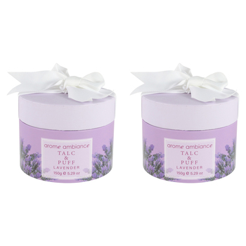 2PK Arome Ambiance Nature Fresh Bath Powder Talc & Puff Lavender