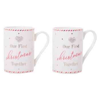 2pc Gibson Gifts Mad Dots Our First Christmas Together Drinking Mug Set