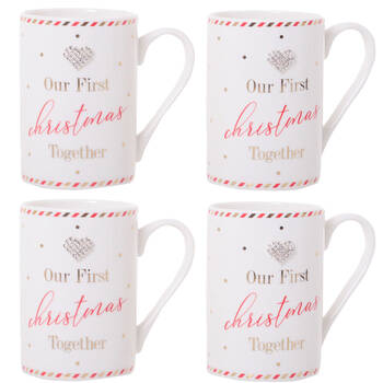 2x 2pc Gibson Gifts Mad Dots Our First Christmas Together Drinking Mug Set