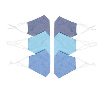 2x 3pc Be Wise Cotton Face Mask Protective Cover - Blue Mix