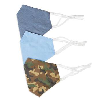 3pc Be Wise Cotton Face Mask Protective Cover - Blue/Olive