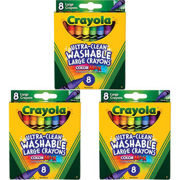3x 8pc Crayola Washable Large Crayons Kids/Toddler 3y+