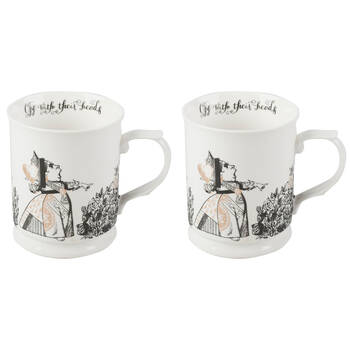 2PK Mikasa x V & A Alice In Wonderland Tankyard Coffee Drinking Mug White/Black