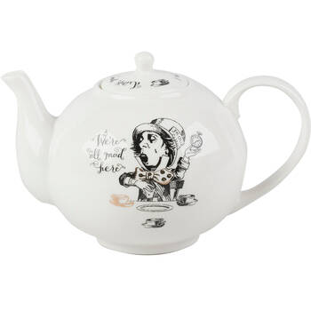 Mikasa x V & A Alice In Wonderland Large Drinking Teapot Kettle White/Black