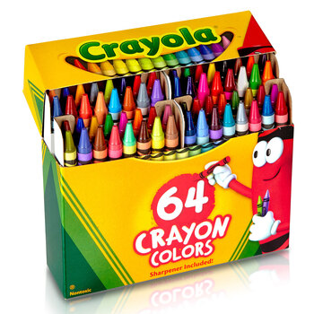 64 Crayola Crayon Box w/ Sharpener 3y+