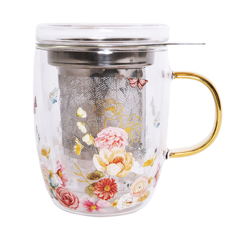 Ashdene Springtime Soiree Double Walled Glass 3 Piece Infuser