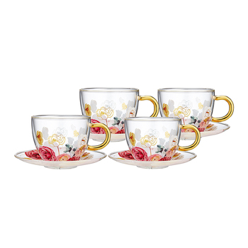 Ashdene Springtime Soiree Double Walled Glass Cup & Saucer Set
