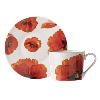 Ashdene Red Poppies Fine Bone China Tea/Coffee Cup & Saucer Set