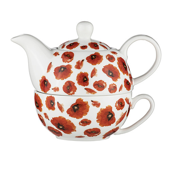Ashdene Red Poppies Tea For One Teapot/Teacup Set w/ Infuser