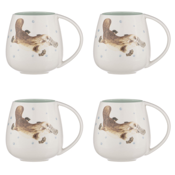 4PK Ashdene Bush Buddies Platypus Snuggle 500ml Mug - White