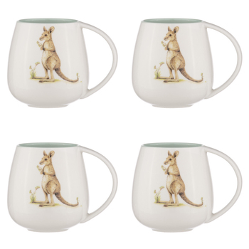 4PK Ashdene Bush Buddies Kangaroo Snuggle 500ml Mug - White