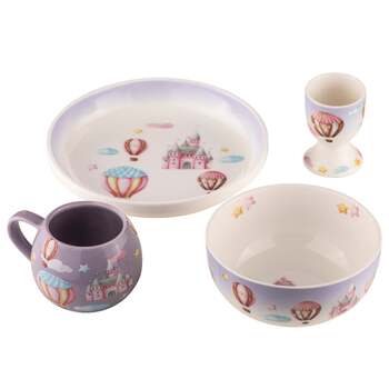 4pc Ashdene Up In The Sky Kids Ceramic 200ml Mug/Egg Cup/Bowl/Plate Set