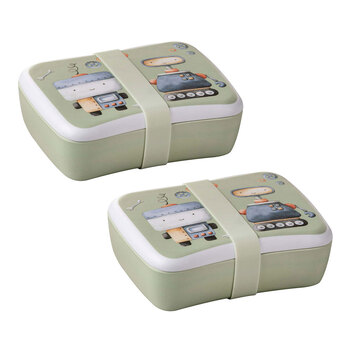 2PK Ashdene Robots Kids 17cm Melamine Lunch Box - Green