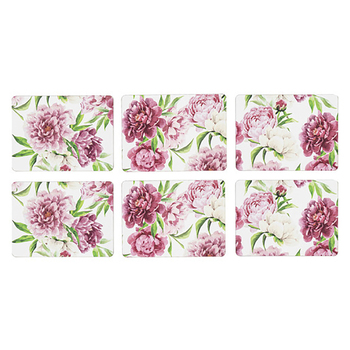 6pc Ashdene Rose Delight 29x21.5cm Matte Hardboard/Cork Placemat
