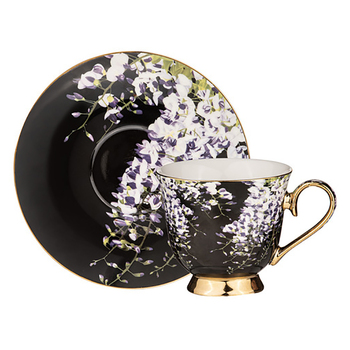 Ashdene Dark Florals Wisteria Drinking Cup & Saucer Tea Set 180ml