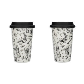 2PK Mikasa x V & A Alice In Wonderland Insulated Drinking Travel Mug 380mL