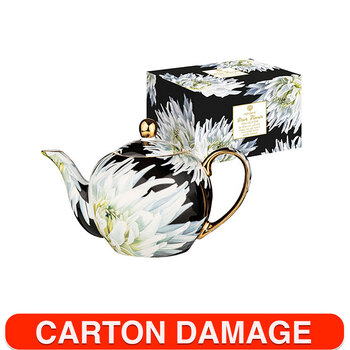 Ashdene Dark Florals White Dahlia 1100ml Teapot w/ Stainless Steel Infuser