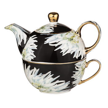 3pc Ashdene Dark Florals Dahlia Tea For One 400ml Pot/300ml Cup w/Infuser