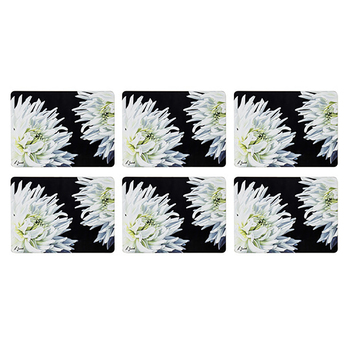6pc Ashdene Dark Florals White Dahlia 29x21.5cm Matte Cork Placemat