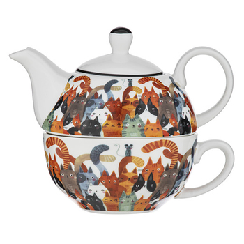 3pc Ashdene Quirky Cats Tea For One Teapot w/ Infuser/Cup