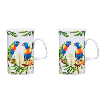2PK Ashdene Australian Birds 320ml Coffee Mug - Rainbow Lorikeets