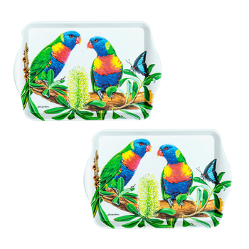 2pc Ashdene Australian Birds 21cm Melamine Scatter Tray - Rainbow Lorikeet